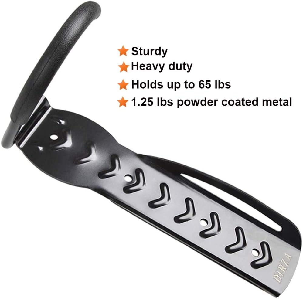 Dirza Bike Rack Garage Wall Mount Bike Hanger Bike Hooks Bike Storage Bicycle Vertical System for Garage Indoor Shed - Easily Hang/Detach - Holds up to 65 lb with Screws Black