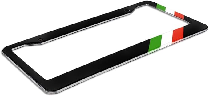 Italian Flag License Plate Frame - 1 Pack Personalized Aluminum Car License Plate Cover Italy Flag 3 Colors Sports License Plate Holder Universal US-Canada 2 Hole Auto Car Tag for Women/Men