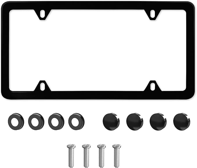 Personalized License Plate Frames Custom License Plate Holder with Your Text Logo Image 4 Hole License Plate Cover Design Stainless Steel Car Tag Holder Funny Car Gifts for Women Men