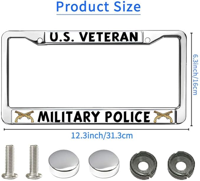 US Veteran Gifts License Plate Frame Aluminum Veteran Military Police Weather-Proof License Plate Frame Military Police Pride License Plate Frame for Patriotic People