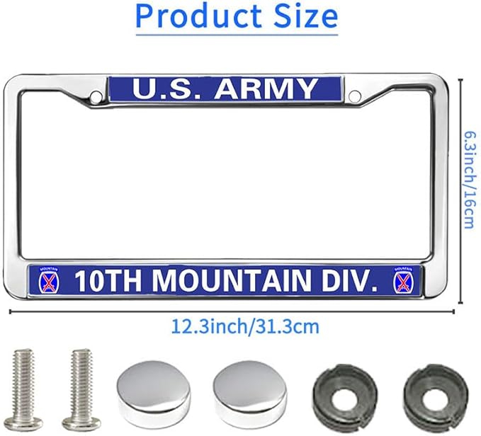 10th Mountain Division License Plate Frame Military US Army Power Durable License Plate Frame Mountain Division Vet