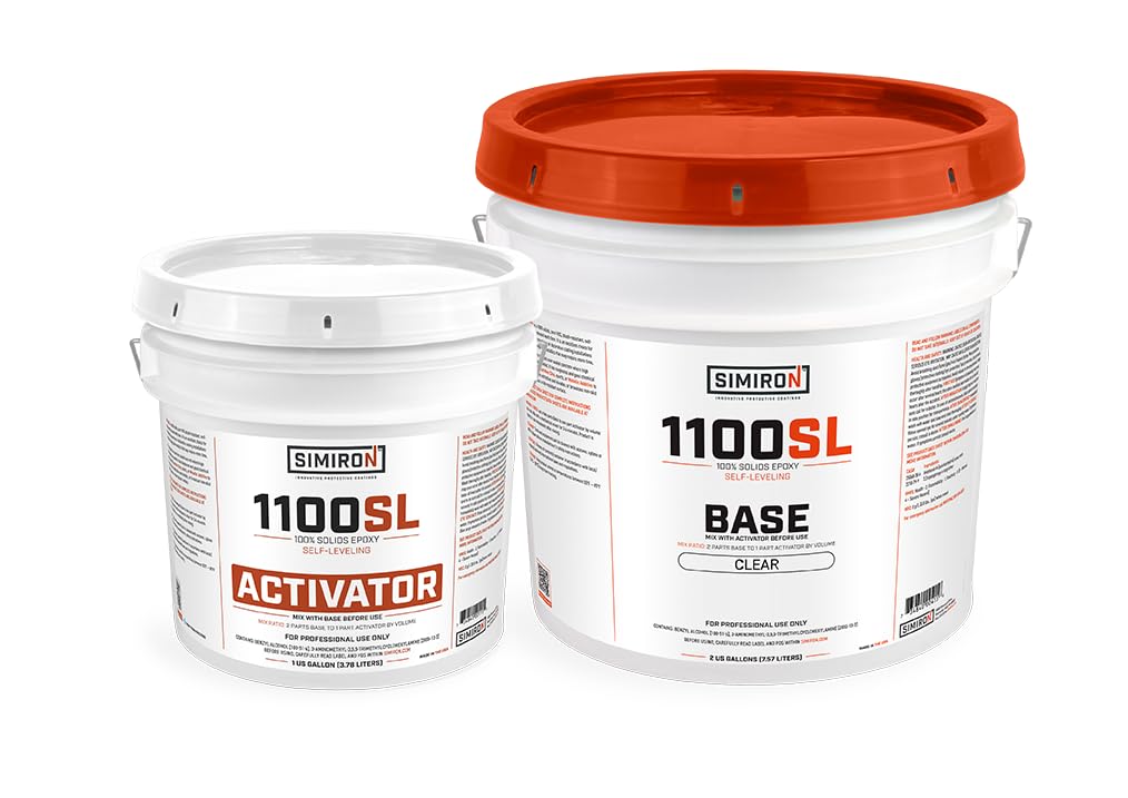 Epoxy Resin Coating 3 Gallon Kit - Clear- Standard Cure Speed - for Floors, Counter Tops, Garages & More -100% Solids -2 Components - Self Leveling, Chemical Resistant, Solvent-Free