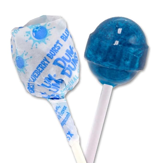 Dum Dums Blueberry Blast Lollipops - Bulk Candy Bag with Lollipops Individually Wrapped, Single Flavor Gourmet Suckers - 50 Count