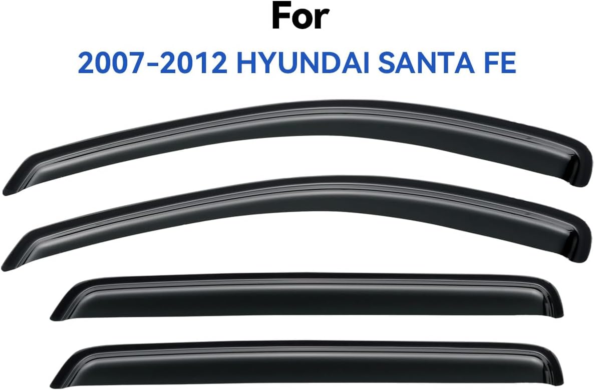 Window Visors Rain Guards for 2007-2012 Hyundai Santa Fe, Out-Channel Window Vent Wind Deflectors Visors Shades for 07-12 Hyundai Santa Fe