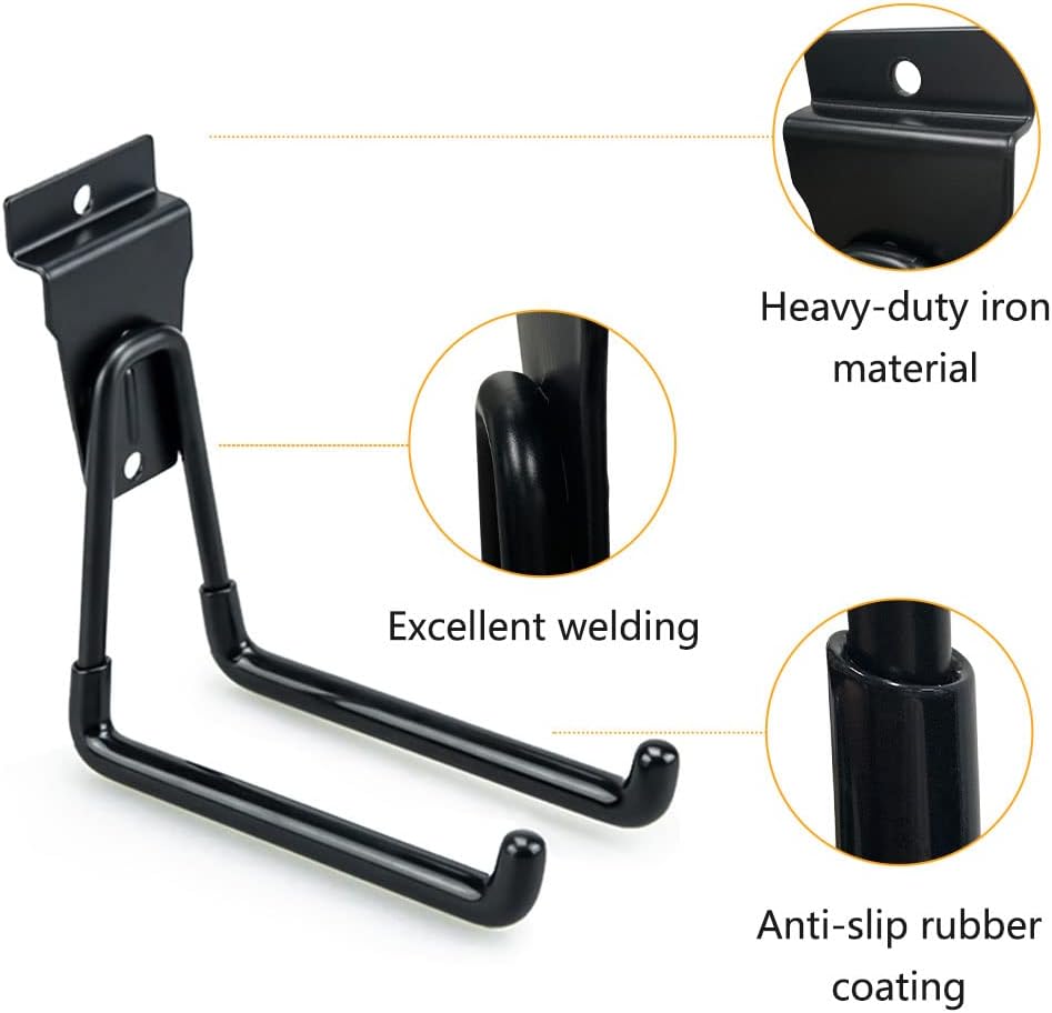 Slatwall Hooks Heavy Duty Slat Wall Accessories Garage Large J Slatwall Hooks Assortment, Slatwall Panel Hooks, Black(10 Pack)