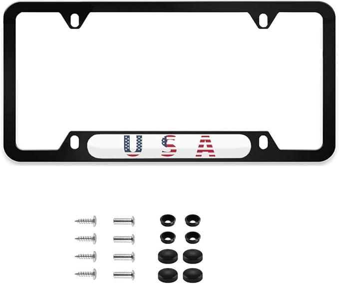 American Flag License Plate Frame Metal Auto Plate Holders Covers Personalized Car Accessories (USA-2)