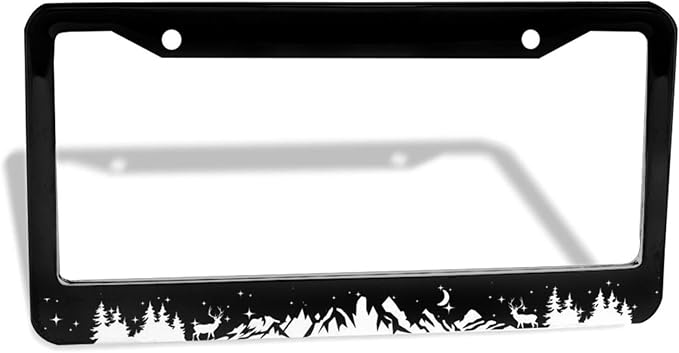 Mountains License Plate Frame - 1 Pack Personalized Aluminum Car License Plate Cover Mountains License Plate Holder Universal US-Canada 2 Hole Auto Car Tag for Women/Men