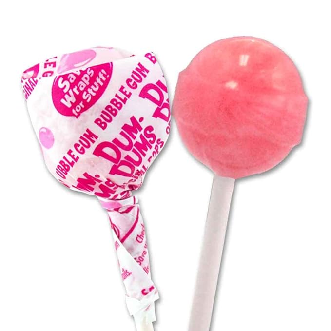 Dum Dums Bubble Gum Lollipops - Bulk Candy Bag with Lollipops Individually Wrapped, Single Flavor Gourmet Suckers - 50 Count