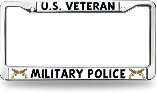 US Veteran Gifts License Plate Frame Aluminum Veteran Military Police Weather-Proof License Plate Frame Military Police Pride License Plate Frame for Patriotic People