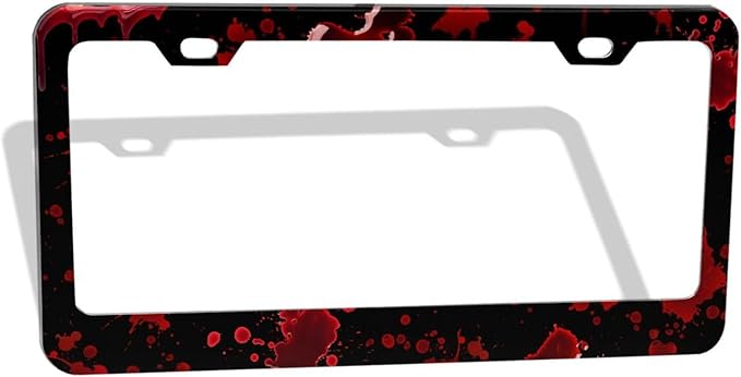 Red Blood Drop License Plate Frame, Halloween Funny License Plate Holder, Black Aluminum License Plate Covers, 2 Holes & Screws, 6 X 12 in