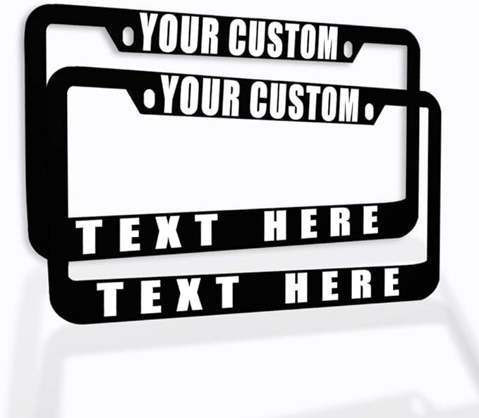 Speedy Pros Funny License Plate Frame Custom Personalized Text Zinc Cute Car Accessories License Plate Holder Black 2 Holes Set of 2