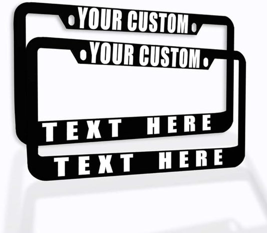 Speedy Pros Funny License Plate Frame Custom Personalized Text Zinc Cute Car Accessories License Plate Holder Black 2 Holes Set of 2