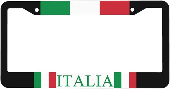 Italian Flag License Plate Frame - 1 Pack Aluminum Metal License Plates Italy License Plate Holder Novelty Auto Car Tag Universal USA Car Accessories with 2 Holes