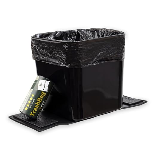 Car Trash Can ??Leakproof 1.4 Gallon Compact Garbage Bin with Stability Flap & Anti-Slip Base | Portable Trash Holder for Cars, Trucks, SUVs, Minivans ??Includes Trash Bags (Black, Large)