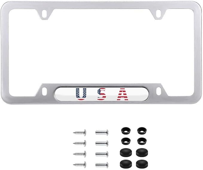 American Flag License Plate Frame Metal Auto Plate Holders Covers Personalized Car Accessories (USA-1)