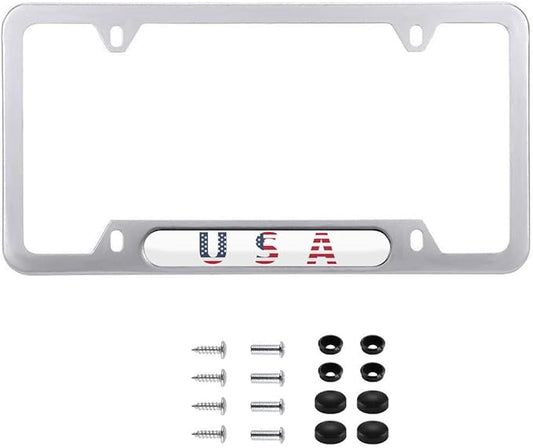 American Flag License Plate Frame Metal Auto Plate Holders Covers Personalized Car Accessories (USA-1)