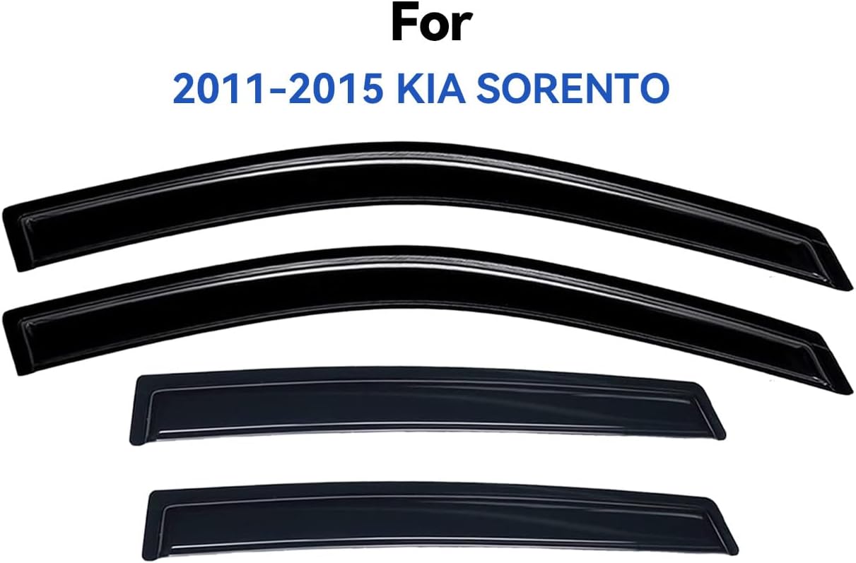Window Visors Rain Guards for 2011 2012 2013 2014 2015 Kia Sorento, Out-Channel Window Vent Wind Deflectors Visors Shades for 11-15 Kia Sorento