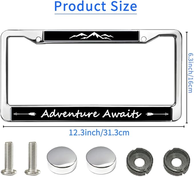 Mount Adventure Lover License Plate Frame for Father’s Day Proud Adventure Awaits License Plate Frame Anti-Theft