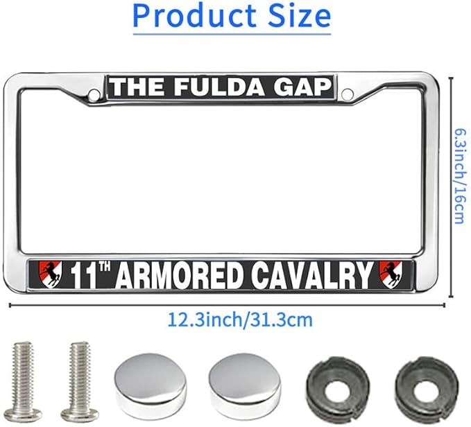 11th Armored Cavalry Army License Plate Frame Chrome US ACR Pride Rust-Proof License Plate Frame US Army Veteran License Plate Frame for Independence Day