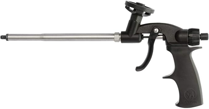 INTERTOOL Foam Gun, Expanding PU Applicator, PTFE Non Stick Coated, Professional Metal Body, Spray Dispensing Caulk Application, Insulating, Sealing, Filling PT-0605