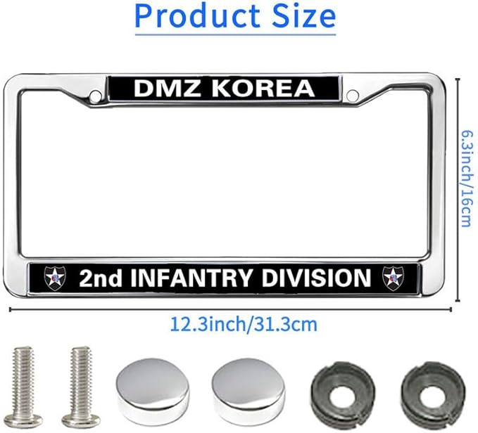 2nd Infantry Division Flag License Plate Frame Metal US Army 2nd Infantry Easy Installation License Plate Frame