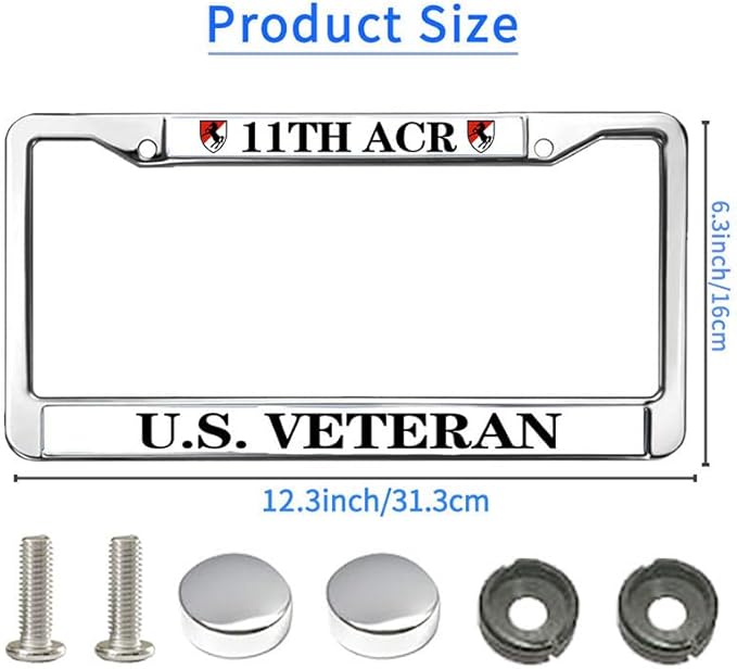 11th ACR US Veteran License Plate Frame Metal Armored Cavalry Army Fade-Resistant License Plate Frame US Veteran Gift