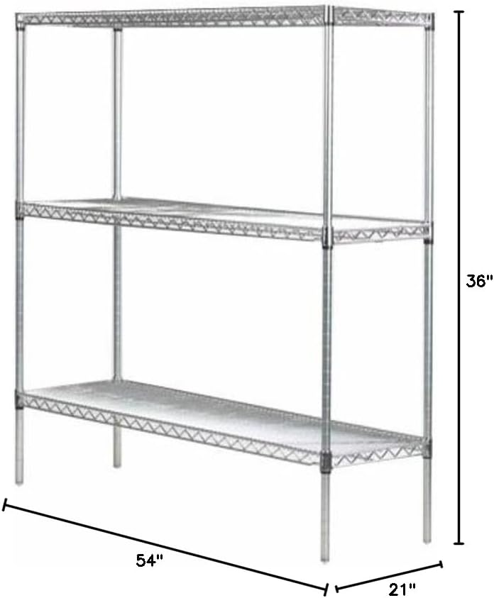 Omega 21" Deep x 54" Wide x 36" High 3 Tier Chrome Starter Shelving Unit