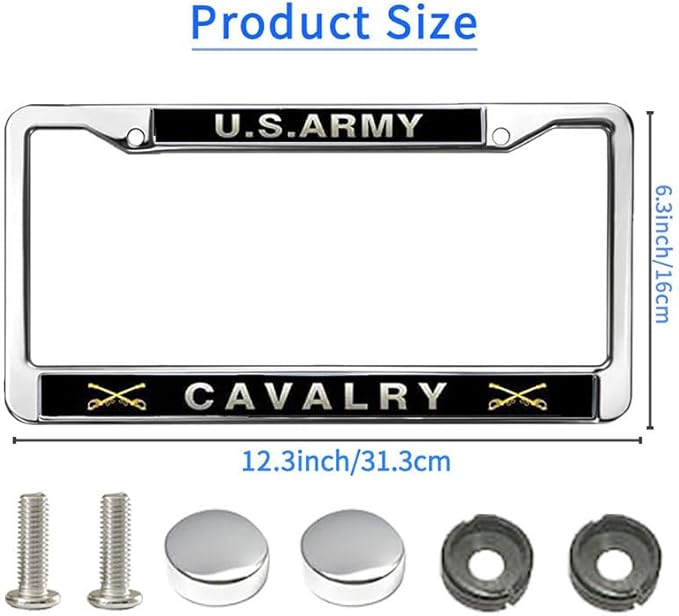 US Army Cavalry License Plate Frame Military US Army Support Scratch-Resistant License Plate Frame US Army Veteran License Plate Frame for Veterans