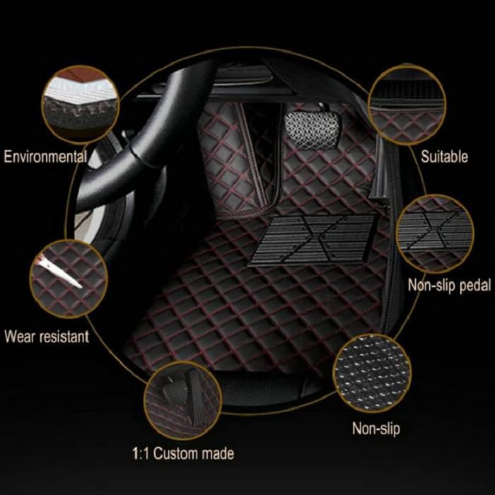 Customized Personalized car Floor mats, All-Weather Luxury car Floor mats, Waterproof and Anti Slip Leather car Floor mat Lining, 95% Customized car, Truck, and SUV Floor mats (Edge Green)