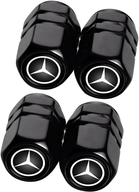 Combo of Car Tire Valve Caps&Car Key Chain Cars Compatible with Mercedes Benz CESM CLK GLK GL AB GLS GLE AMG Series, 4pcs Car Tire Dust Caps& Car Keychain Accessories