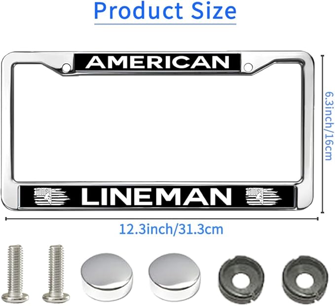 American Lineman License Plate Frame for Religious People USA Flag Pride License Plate Frame Stainless Steel US Army Blessing Easy Installation