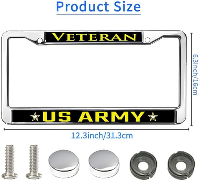 US Army Veteran License Plate Frame Custom Proud US Veteran Slim Design License Plate Frame US Veteran Support