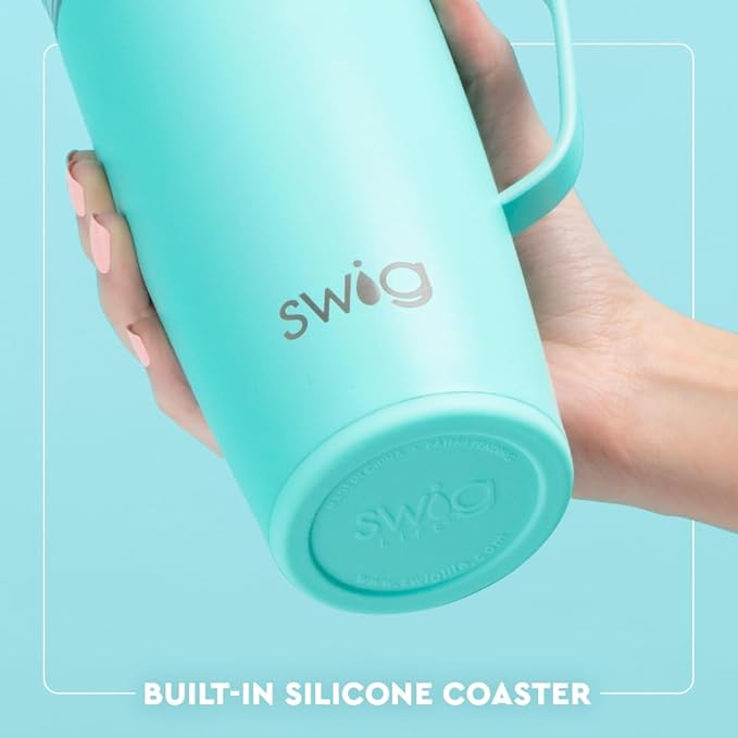 Swig Life 22oz Travel Mug, Insulated Tumbler with Handle and Lid, Travel Coffee Mug, Cup Holder Friendly, Stainless Steel 22 oz Tumbler, Reusable Insulated with Lid (Sherbet Stripe)