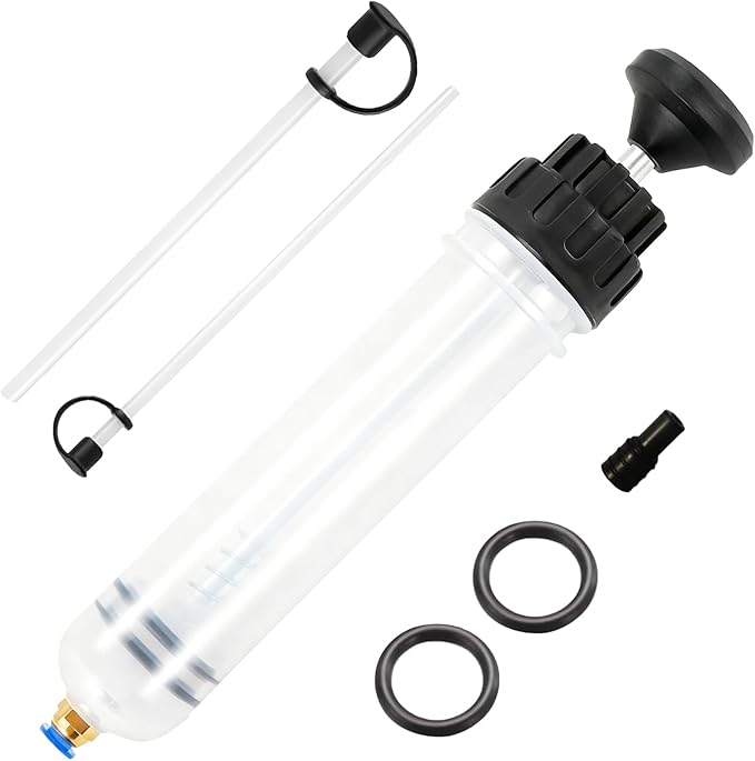 200cc Fluid Transfer Pump, Oil Extractor Pump for Oil Change, Oil Syringe, Manual Oil Extraction and Filling Pump with Two Hoses, for Automotive, Motorcycle, Marine & Equipment Maintenance.