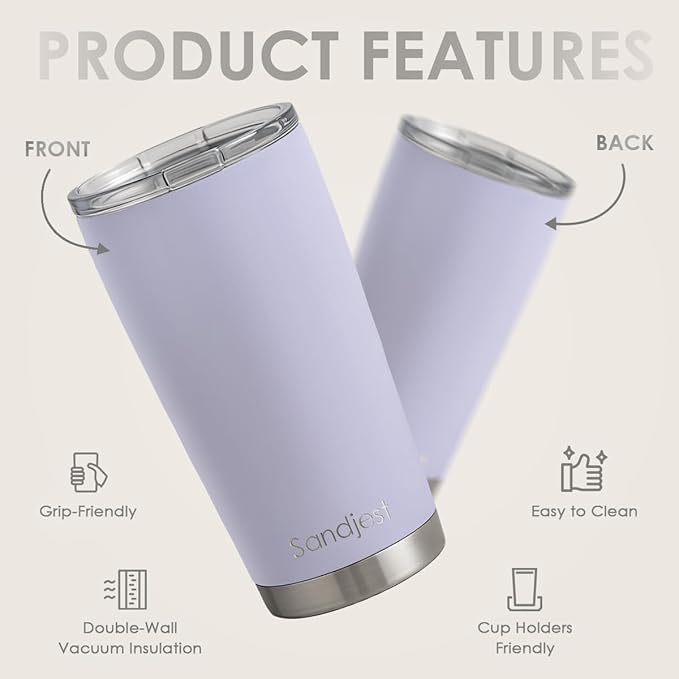 SANDJEST Blue Tumbler 20oz Stainless Steel Double Wall Vacuum Insulated, Travel Coffee Cup, Gifts for Men Women Birthday Christmas