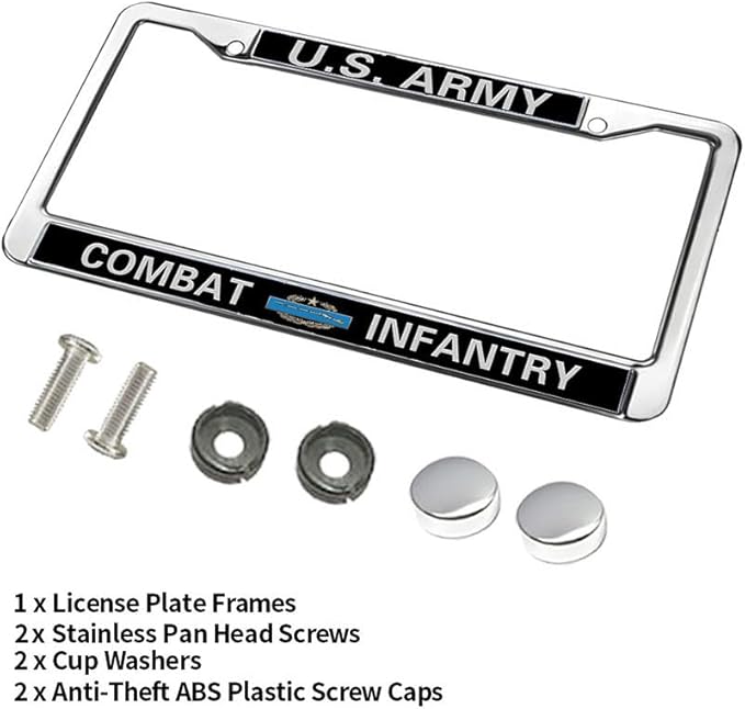 US Army Combat Infantry License Plate Frame Patriotic Infantry Superhero Stylish License Plate Frame US Army Blessing License Plate Frame for Family Members