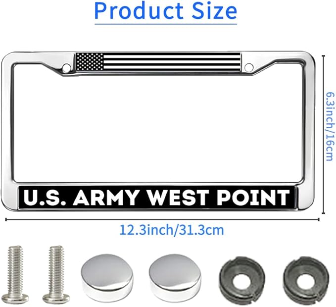 US Army West Point License Plate Frame for Patriotic People Proud US Flag License Plate Frame Metal