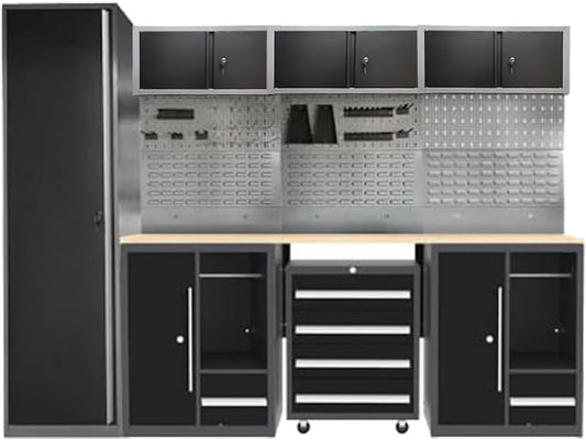 JZD Heavy Duty Metal Garage Shop Tool Storage Cabinet System, No Wall Mounting Needed, for Utility Room Pantry