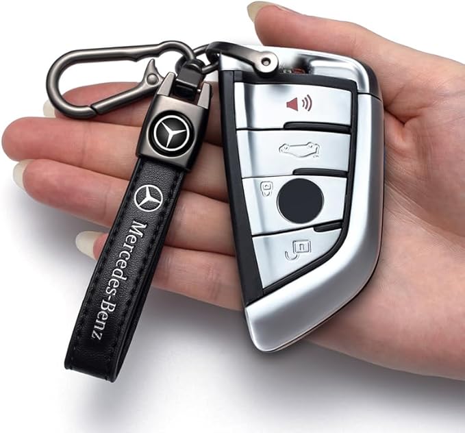 Combo of Car Tire Valve Caps&Car Key Chain Cars Compatible with Mercedes Benz CESM CLK GLK GL AB GLS GLE AMG Series, 4pcs Car Tire Dust Caps& Car Keychain Accessories