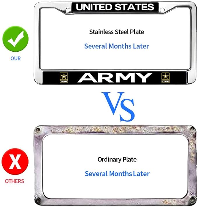 United States Army License Plate Frame for Car Lovers US Veteran Superhero Custom US Army Pride Rust-Proof License Plate Frame