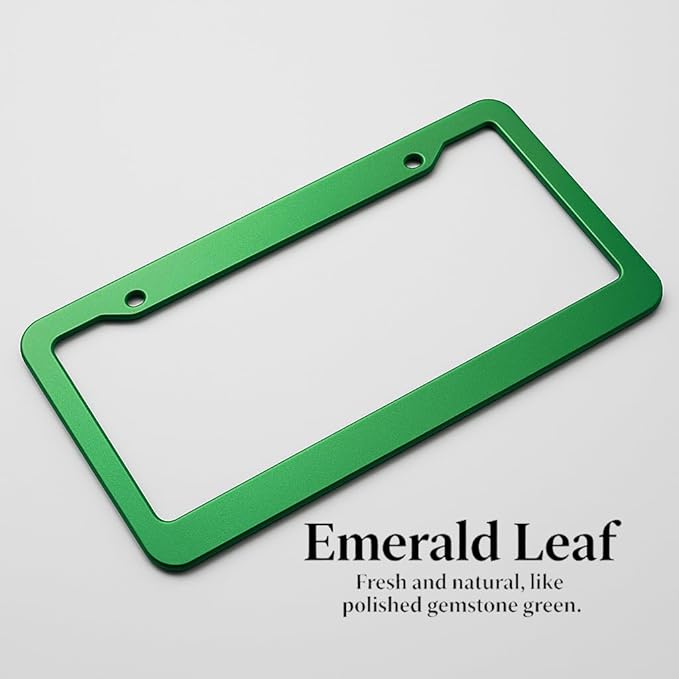 Custom License Plate Frames - Create Your own Personalized License Plate Frame with Text or Graphics, Stylish and Durable Aluminum Frame, fits Standard US 12" x 6" License Plates (Emerald Leaf, 1)