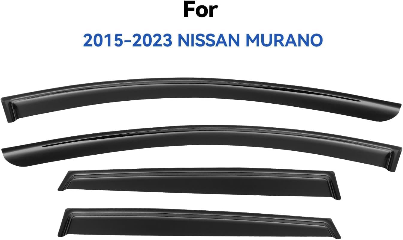 Window Visors Rain Guards for 2015-2024 Nissan Murano, Out-Channel Window Vent Wind Deflectors Visors Shades for 15-24 Murano S SV SL Platinum, Tape-on