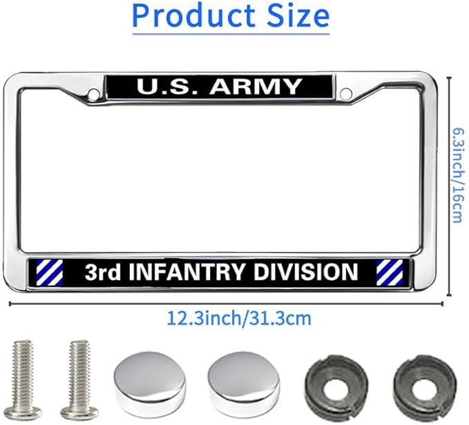 US Army 3rd Infantry License Plate Frame Slim 3rd Infantry Division Weather-Proof License Plate Frame US Army Superhero License Plate Frame for Family Members