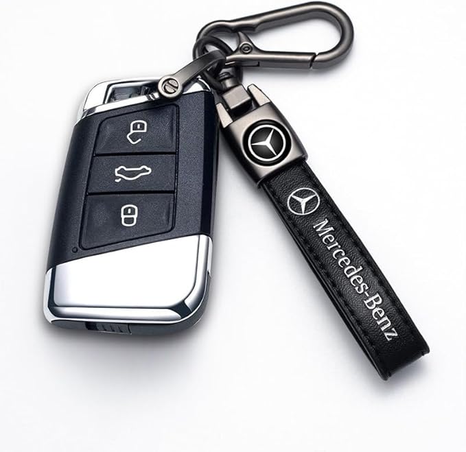 Combo of Car Tire Valve Caps&Car Key Chain Cars Compatible with Mercedes Benz CESM CLK GLK GL AB GLS GLE AMG Series, 4pcs Car Tire Dust Caps& Car Keychain Accessories