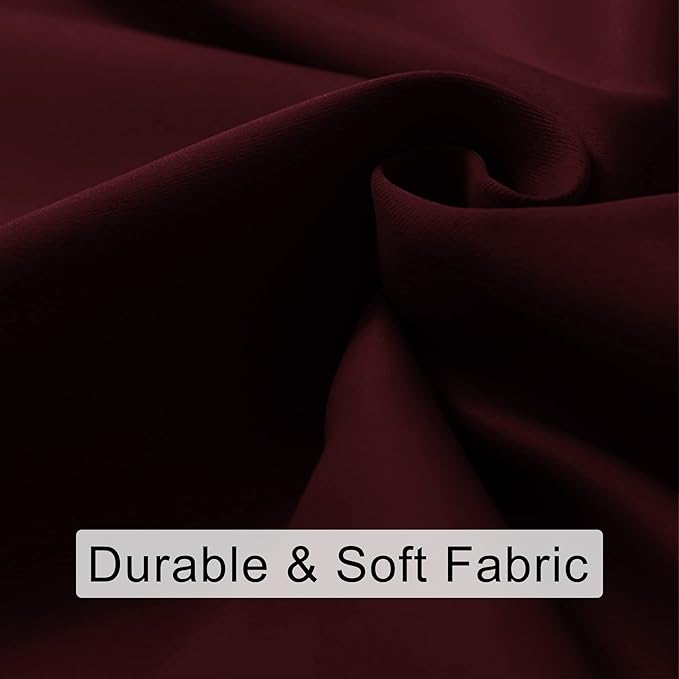 JIUZHEN Christmas Blackout Curtains for Bedroom - Thermal Insulated Room Darkening Noise Reducing, 60 x 63 Inch Length Curtains for Living Room, Set of 2 Panels with Tiebacks, Burgundy