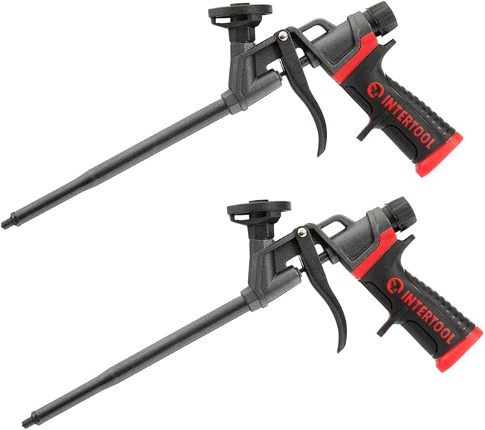INTERTOOL Expanding Foam Spray Gun 2 Pack - PU Sealant Foam Applicator for Caulking Insulation Dispensing Filling Gaps and Cracks - Full Teflon Non-Stick Coated PT-0610-2