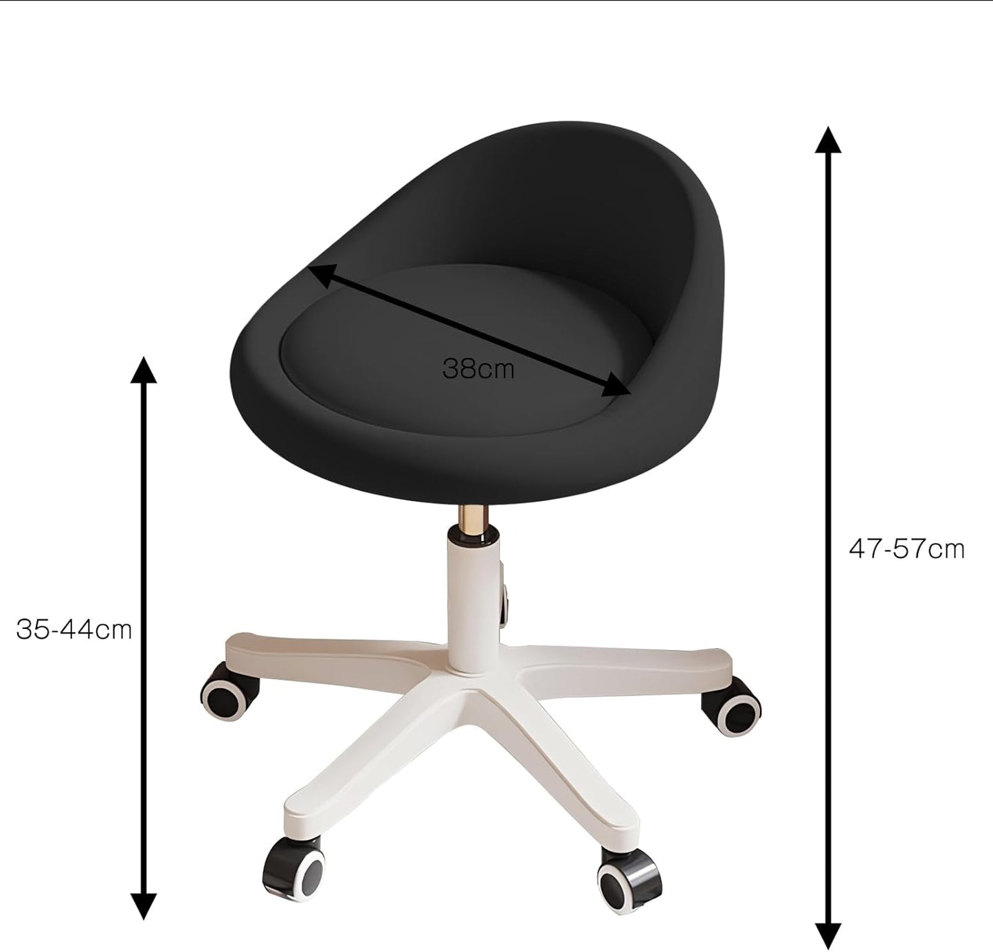 Rolling Stool Set of 3 Rolling Hydraulic Salon Stool with Low Backrest - Adjustable Swivel Chair for SPA, Shop, Salon, Massage, or Medical Office Black
