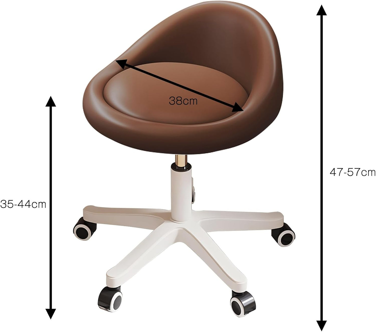 Rolling Stool Set of 4 Rolling Hydraulic Salon Stool with Low Backrest - Adjustable Swivel Chair for SPA, Shop, Salon, Massage, or Medical Office Brown