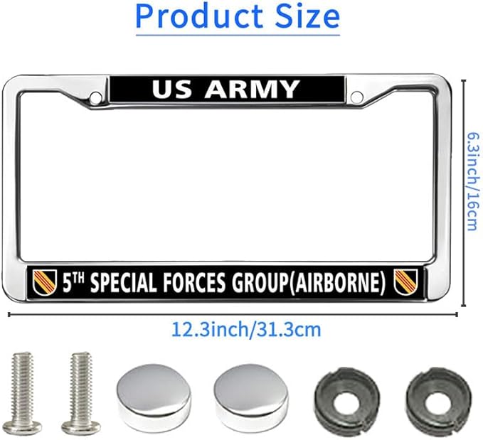 5th Special Force Group License Plate Frame for Veterans US Army Spirit License Plate Frame Stainless Steel US Veteran
