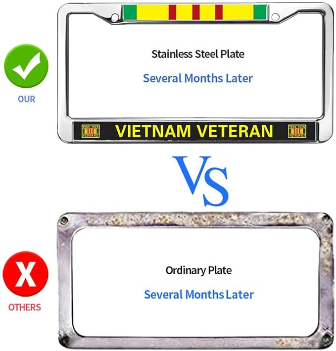 US Army Vietnam Veteran 2 Holes Black License Plate Frame,US Army Vietnam Veteran Auto Car License Plate Frame Tag for US Canada Vehicles